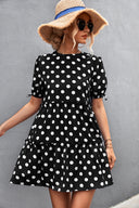 Chic Women's Polka Dot Dress with Ruffles