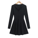 Chic Women's Long Sleeve Pleated Dress