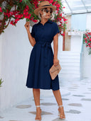 Chic Women's Shirt Dress with Fashion Tie Belt