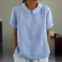 Classic Collar Short Sleeve Women's Blouse