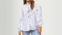 Chic Women's Blouse with Ruffled Sleeves & Bow Tie