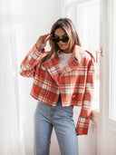 Chic Women's Checked Short Blazer with Stylish Design