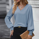 Chic V-Neck Blouse with Ruffle Accents