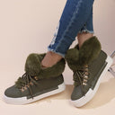 Women's Cozy Fuzzy Sneakers with Stylish Lacing