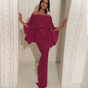 Off-Shoulder Evening Dress with Glittering Fabric for Women