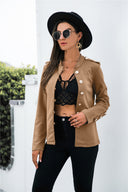 Chic Women's Blazer Jacket with Gold Button Accents