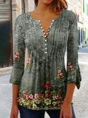 Floral Long Sleeve Women's Blouse