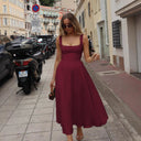Chic A-Line Maxi Dress with Square Neckline for Women
