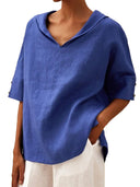 Chic Hooded Linen Blouse for Women