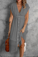 Women's Flowing Button-Detail Shirt Dress