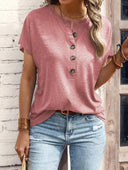 Chic Women's Short Sleeve Button-Up Blouse