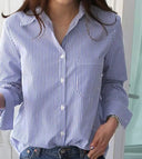 Stylish Vertical Striped Women's Blouse