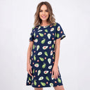 Floral Mini Dress for Women - Cotton Round Neck Design