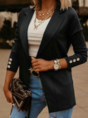 Chic Women's Blazer Jacket with Stylish Button Accents