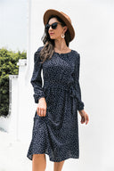 Polka Dot Women’s Dress with Stretch Waist