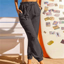 Women's Chic Leisure Pants with Elastic Waist and Pockets