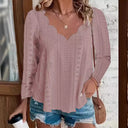Chic Lace-Patterned Women's Blouse with Stylish Neckline
