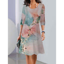 Women's Floral Dress with Gradient Elegance