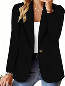 Chic Knitted Blazer Jacket with Cable Design