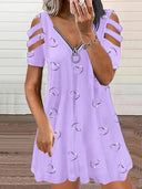 Heart Motif Dress with Side Cut-Outs for Women