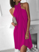 Chic Women's Halter Dress with Flowing Drapes