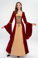 Vintage-Inspired Women's Costume with Flared Sleeves