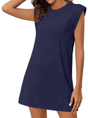 Wave-Structured Short Sleeve Dress for Women