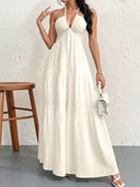Flowing Maxi Dress with Deep Neckline for Women
