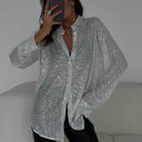 Shimmering Oversized Women's Blouse Top