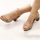 Ladies Comfortable Heeled Sandals with Anatomical Footbed and Elegant Strap by Heidi-Mode