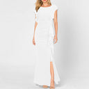 Chic Maxi Dress with Ruffles & Side Slit