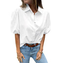 Chic Puff Sleeve Blouse with Classic Collar