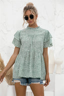 Floral Print Blouse with Ruffle Accents for Women