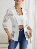 Chic Blazer Jacket with Lace Accents for Women