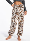 Leopard Print Fleece Lounge Pants for Women