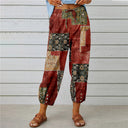 Floral Print Women's Trousers with Stylish Buttons