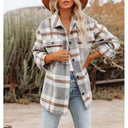 Stylish Checkered Blouse with Oversized Fit and Pockets