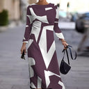 Graphically Designed Women's Long Sleeve Dress