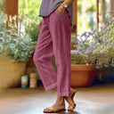 Women's Wide-Leg Linen Trousers with Pockets