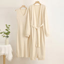 Chic Women's V-Neck Dress and Cardigan Set