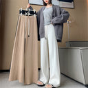 High-Waisted Knit Trousers with Stylish Tie Band