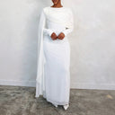 Glamorous Women's Long Sleeve Draped Dress with Flowing Silhouette