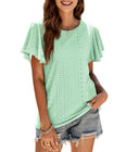 Chic Ruffle and Lace Short-Sleeve Blouse for Women