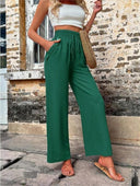 Chic Women's Pants with Elastic Waist and Pockets