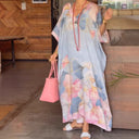 Floral V-Neck Women's Kaftan Dress