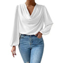 Stylish Asymmetrical Neckline Long Sleeve Blouse for Women