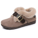 Chic Women's Slippers with Decorative Buckle & Plush Lining