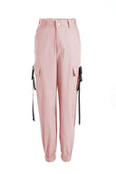 Women's Elastic Waist Cargo Pants with Side Pockets