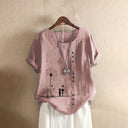 Floral-Embellished Women's Linen Shorts with Button Accents