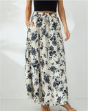 Floral Maxi Skirt with Elastic Waistband for Women